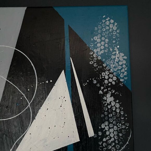 GEOMETRIC ABSTRACT PAINTING Acrylic signed - Picture 3 of 6